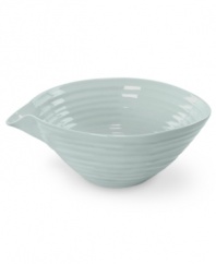 From celebrated chef and writer, Sophie Conran, comes incredibly durable dinnerware for every step of the meal, from oven to table. A ribbed texture gives this pouring bowl the charming look of traditional hand thrown pottery. Shown in white.
