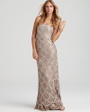Top to toe sequins make a glittering impact on the Basix strapless gown.