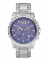 Cool blue and warm rose mash up on this sleek steel watch by AX Armani Exchange.