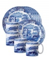 A charming rendering of the Italian countryside. Part of Spode's Blue Italian dinnerware and dishes collection, vivid hues on creamy earthenware radiate old-world charm.