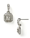 Small pavé square drop earrings will add a spectacular flash to your special dress at your next event.
