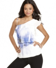 Ethereal ruffles and a super sweet shape unite like a dream on this top from BCX!
