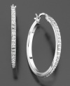 A fabulous find that's always in fashion. These beautiful sterling silver hoop earrings feature round-cut diamond accents. Approximate diameter: 1 inch.