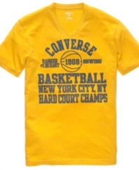 Make sure everyone knows you play hard when you're on the court. There's no way they'll miss coming you in this v-neck tee shirt from Converse. (Clearance)