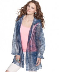 Don't let the weather rain out your look: Free People's hooded lace-printed slicker lets your top show through!