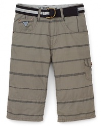 GUESS Kids Boys' Belted Burke Stripe Shorts - Sizes 8-20