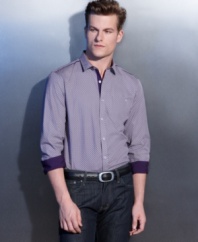 Purple reign. Rock the contrast and rule your wardrobe in this sweet shirt from INC International Concepts.
