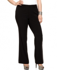 Defined by a slim fit, INC's bootcut plus size pants are must-have basics for work-to-weekend wardrobe.