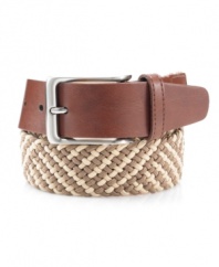 The perfect complement to your casual style, this leather and web belt from Tasso Elba elevates your look.