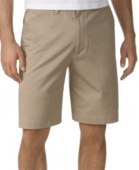 A wrinkle-resistant twill knit gives these Nautica shorts a casually polished look.