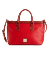 Undeniable style is the hallmark of this sublime Dooney + Bourke bag, from the fabulous texture to the contrast trim.