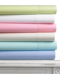 This cozy sheet set from Martha Stewart Collection coordinates with most bedding styles with its array of lush colors and minimalist design. Mix and match between sets or with additional pillowcases for a look that's all your own.