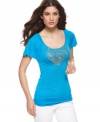 Beading brings out the beauty of a basic scoopneck tee from Cable & Gauge.