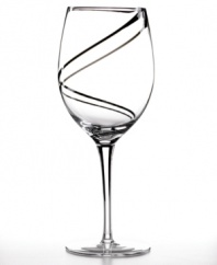 A ribbon of black in clear glass adds bold style to any wine, red or white. With a classic shape and sturdy construction, this goblet is a sophisticated twist on the ordinary. From Luigi Bormioli's collection of drinking glasses.
