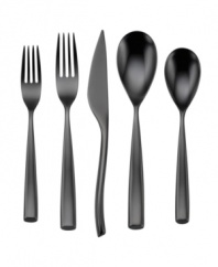 The new black. Oneida brings you place settings that are simple yet sophisticated, like this sleek black design fashioned in quality 18/10 stainless steel. It's flatware that infuses any table with chic modernity.
