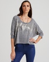 Take a glam approach to your laid-back look with this Splendid sequin sweatshirt, cut in a slightly cropped boxy silhouette with a smattering of sparkle at the front.