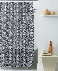 Go wild! Zebra stripes take your bath on a style safari with this durable shower curtain from WaterShed.
