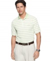 Master your look on the course and off with this striped performance polo from Greg Norman for Tasso Elba.