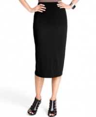 Always chic, INC's pencil skirt is easy to wear with an elastic waistband and pull-on styling.
