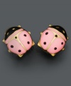 Let her dress up with her favorite critter. Pink ladybug stud earrings set in 14k gold.