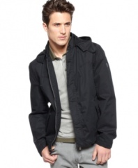 Style and substance. This jacket with detachable hood from Hugo Boss ORANGE keeps you looking good in all weather.