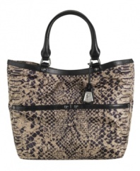 This take-anywhere tote by Cole Haan will get you where you need to go in style. A sleek python print and shiny silvetone hardware give this tote the right look for the office, happy hour or weekend adventure.
