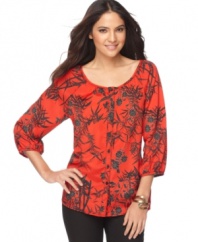 NY Collection decorates a top with an exotic, elegant floral print that's anything but ordinary!