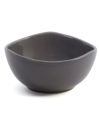 Inspired by an iconic Nambe design, these sculptural berry bowls feature three gentle points in sleek, sturdy stoneware with a smoke-colored glaze. An invaluable addition to the Tri-Corner dinnerware collection.