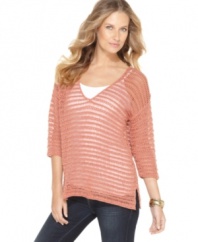 A sheer cotton tunic sweater from Eight Eight Eight makes a lovely way to layer this spring!