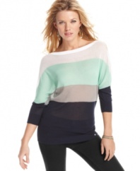 Ease into a serene state of style with this lightweight boatneck pullover from Guess?.