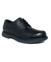 A rugged, all-weather pair of oxford men's casual shoes that looks as good in the office as it does on the urban trail. Unique Smart Comfort(tm) chassis keeps you comfortable through the longest days. Guaranteed waterproof leather upper and leather/manmade lining. Manmade outsole. Rubber lug sole. Imported.