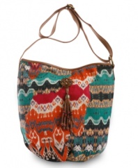 The earthy San Clemente Bucket Crossbody by Lucky Brand has the perfect look for your next weekend adventure. With a colorful print and fun fringe detailing, this desert-chic design will keep your style hot all year long.