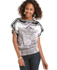 Channel your inner bohoista with a global printed top from Sequin Hearts. Pair it with straight fit jeans for a look that never goes out of style.