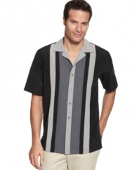 This short-sleeved panel shirt from Via Europa sets your warm-weather wardrobe apart.