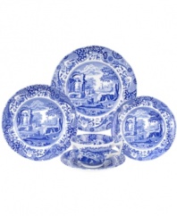 First introduced in 1816, Spode's Blue Italian place settings collection has graced countless tabletops with its quaint country scene and traditional Imari Oriental border in blue and white china.