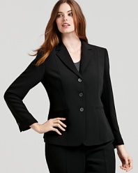 Employ your impeccable taste and streamline workday style with this timeless Jones New York Collection jacket, cut in a single-breasted silhouette and featuring front slit pockets.