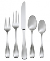 Make a lasting impression at your table with the Voss flatware set from Oneida. Classic tines, bowls and knife blade feed into dramatic teardrop handles with curved, slightly concave tips.