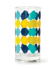 Now starring in casual meals, the Hollywood highball glasses from Jonathan Adler drinkware pair retro graphics and happy colors in totally fun and fuss-free acrylic.