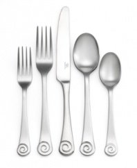 With a swirl inspired by the shells of ancient sea creatures, the Ammonite Satin flatware set makes contemporary waves at everyday meals. A brushed satin finish creates a stylishly subdued look in casual stainless steel.