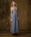 Breezy and beautiful when worn alone or perfectly enhanced with bold accessories, this airy woven cotton maxi dress from Denim & Supply Ralph Lauren is adorned with a rustic gingham print for the ultimate in heritage-inspired glamour.
