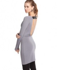 Wear Planet Gold's cowlneck dress with leggings, jeggings or a pair of colorful tights. The faux leather trim in the back adds an edgy touch!