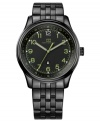 A high-impact men's watch with blacked out features and a hint of subtle color, by Tommy Hilfiger.