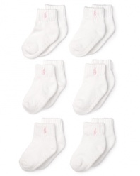 Ralph Lauren Childrenswear Infant Girls' 6 Pack Socks - Sizes 6-24 Months