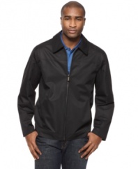Nail your off-duty look with this cool lightweight jacket from Perry Ellis.