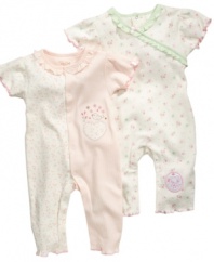 Sweet girlie style, comfort and convenience are all wrapped up into one of these great coveralls from Bon Bebe.