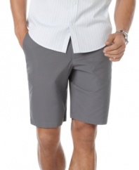 Update your warm weather style with modern, flat-front shorts that are sure to impress paired with a short-sleeved button-front shirt or polo.