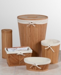 Natural inspiration meets modern simplicity in the Eco Styles bath storage, featuring handcrafted bamboo wood in an innovative tongue-and-groove design. Accomodates three rolls of bath tissue.