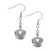 Inox Womens Queen Royal Crown Earrings with CZ in Stainless Steel