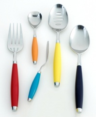 Add splash to everyday dining. Bright, colorful flatware by Fiesta® lends even leftovers an air of celebration. With a festive shape and fun colors, this hostess set perfectly completes the Fiesta place setting and makes your table the life of the party.