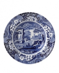 A charming rendering of the Italian countryside. Part of Spode's Blue Italian collection, vivid hues on creamy earthenware radiate old-world charm.